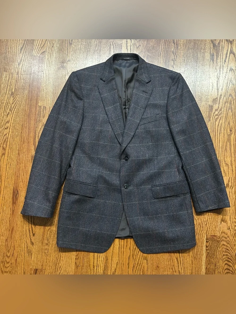 Ermenegildo Zegna Wool & Cashmere Sport Coat Size 50 R Windowpane Plaid Grey